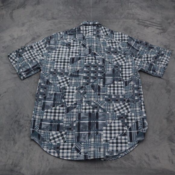 VO5 Shirt Mens L Gray Geometric Cinco En Todo Button Up Short Sleeve Collared - Picture 10 of 15